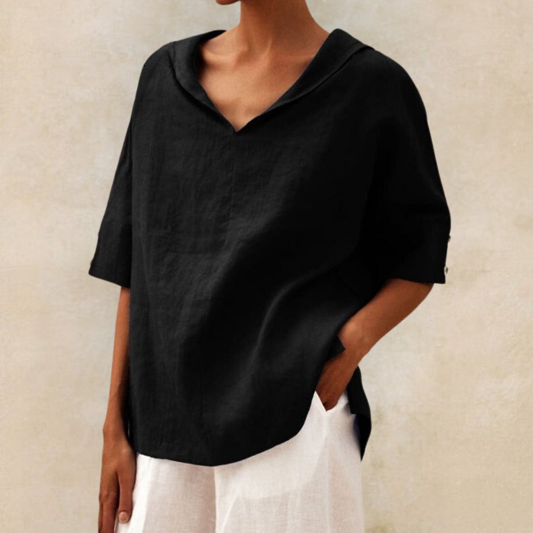 Grace | Women’s Top | V Neck Turned Cuffs Everyday Wear — image 08 — MAREACO