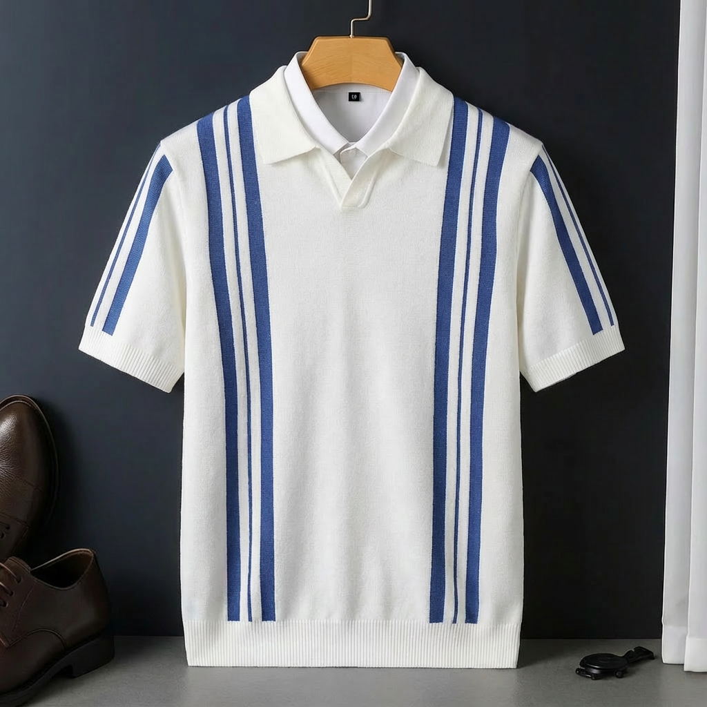 Hannah | Men’s Polo Shirt | Contrast Stripes Short Sleeves Daywear — image 02 — MAREACO