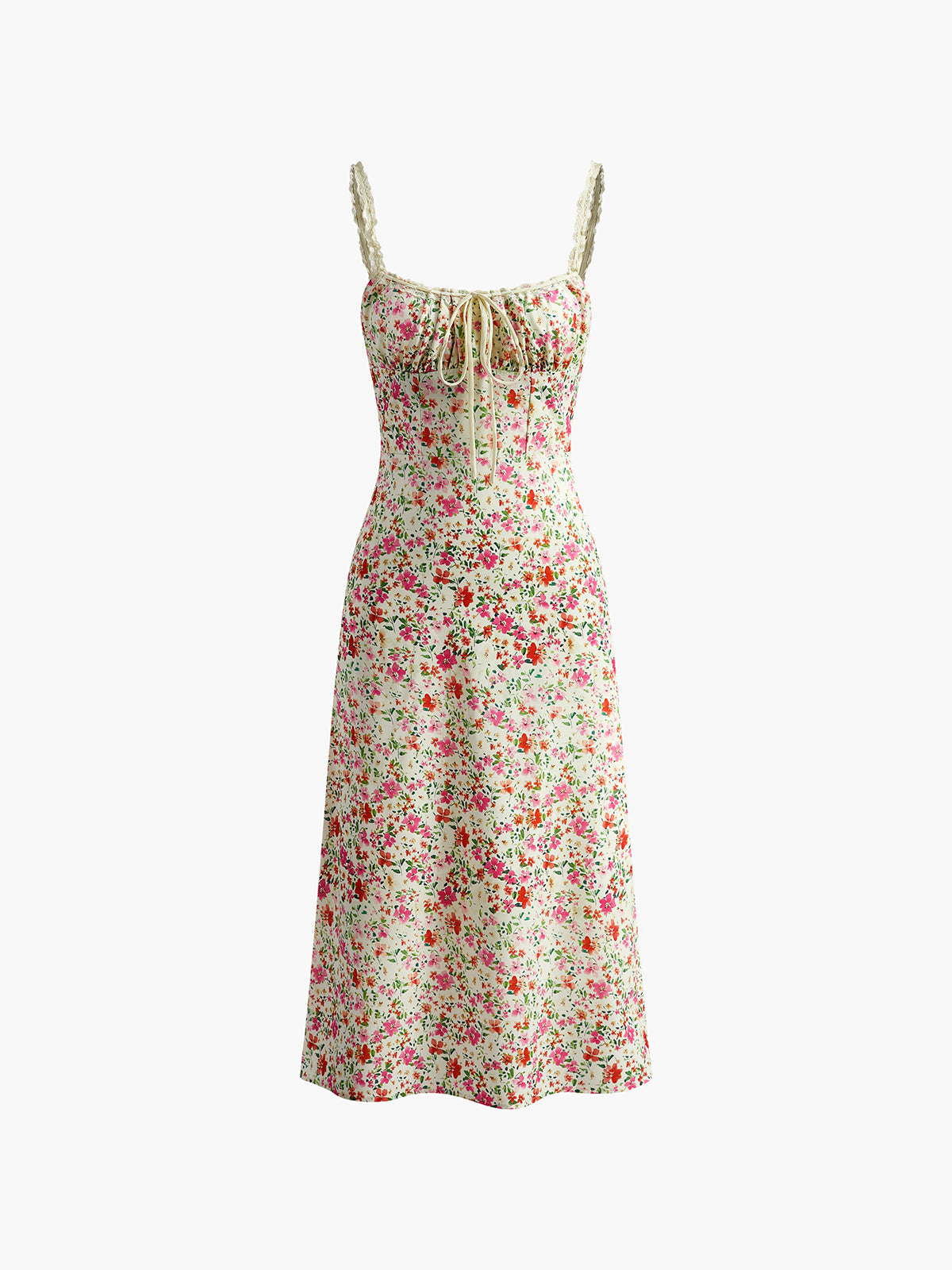 Hannah | Women’s Midi Dress | Floral Print Contrast Edges Occasion Wear — image 06 — MAREACO