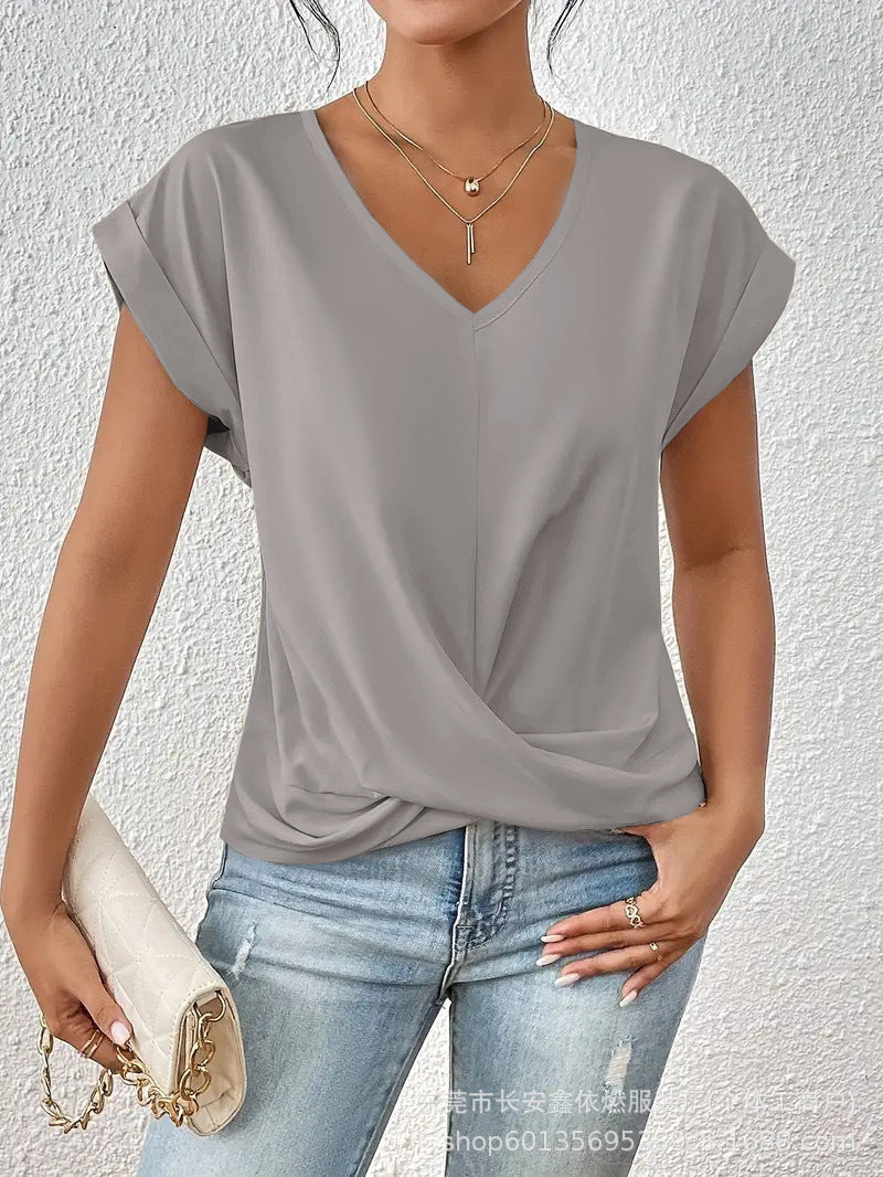 Harriet | Women’s Top | Twist Front V Neck Everyday Wear — image 09 — MAREACO