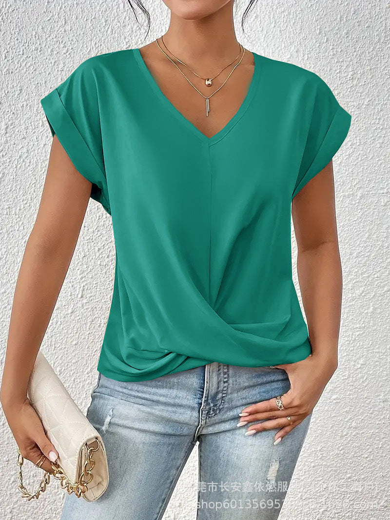 Harriet | Women’s Top | Twist Front V Neck Everyday Wear — image 10 — MAREACO