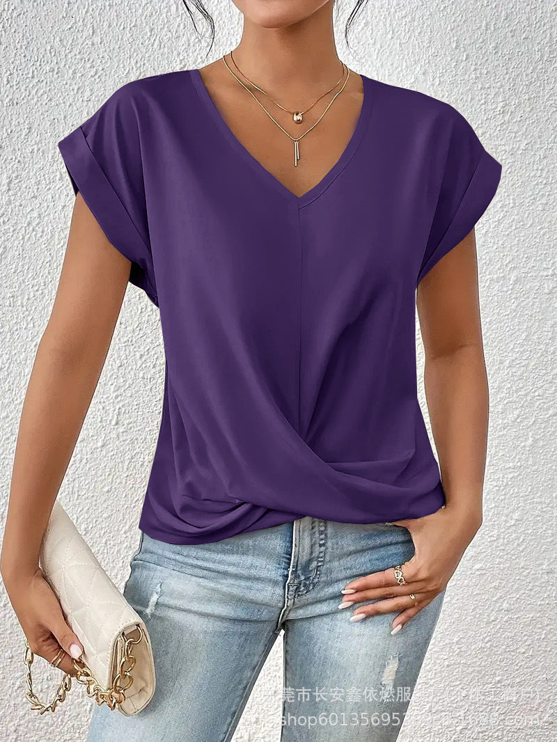 Harriet | Women’s Top | Twist Front V Neck Everyday Wear — image 11 — MAREACO