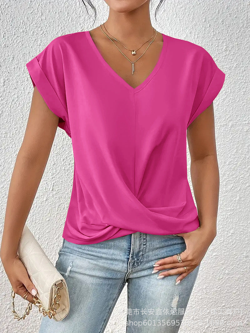 Harriet | Women’s Top | Twist Front V Neck Everyday Wear — image 12 — MAREACO