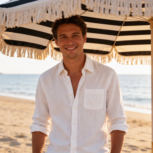 Henry | Men’s Shirt | Chest Pocket Front Buttons Summer Wear — image 01 — MAREACO
