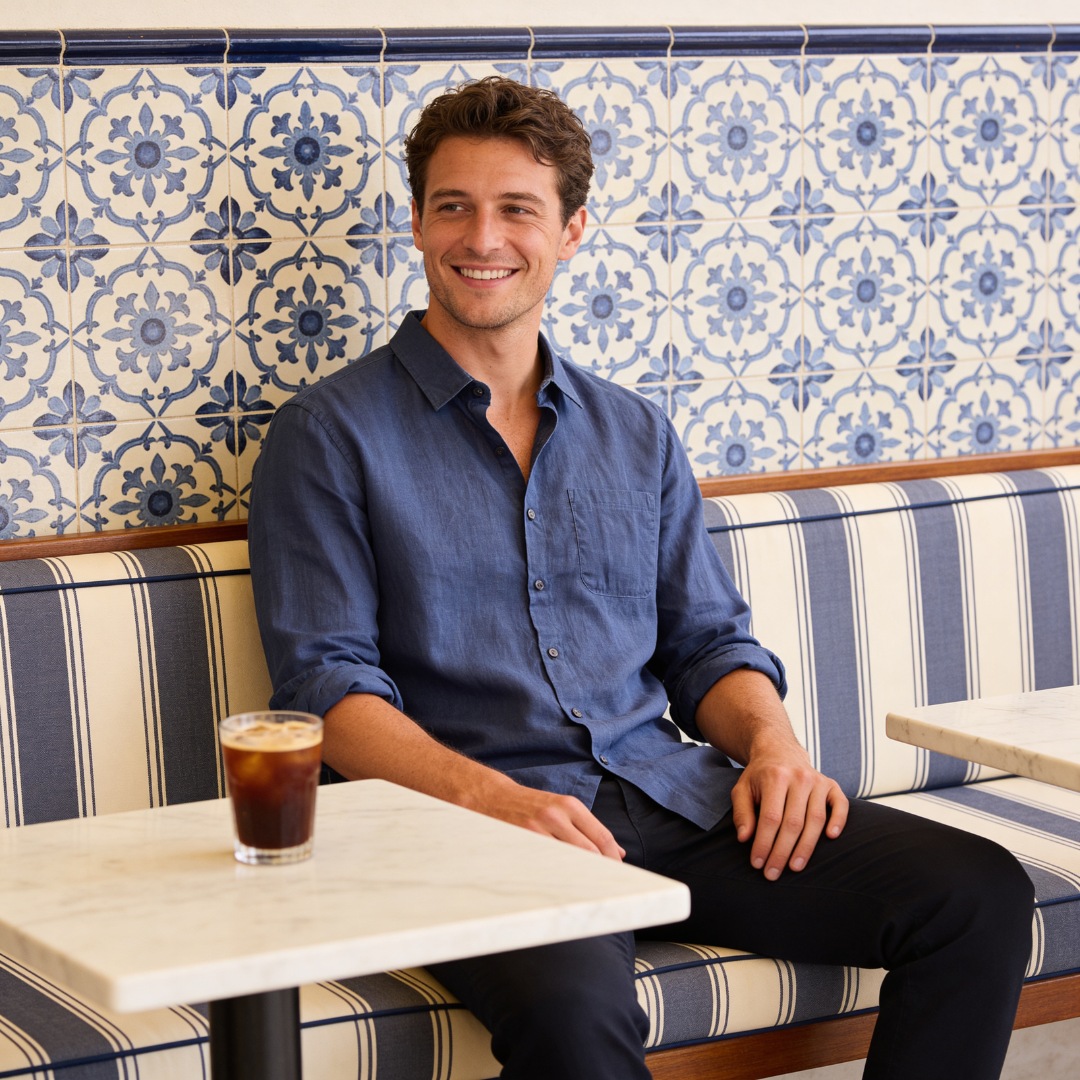 Henry | Men’s Shirt | Chest Pocket Front Buttons Summer Wear — image 04 — MAREACO