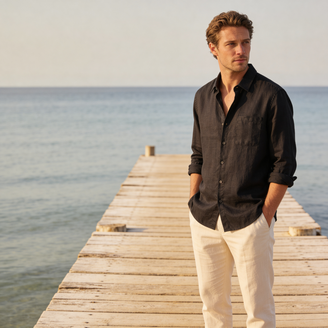 Henry | Men’s Shirt | Chest Pocket Front Buttons Summer Wear — image 15 — MAREACO