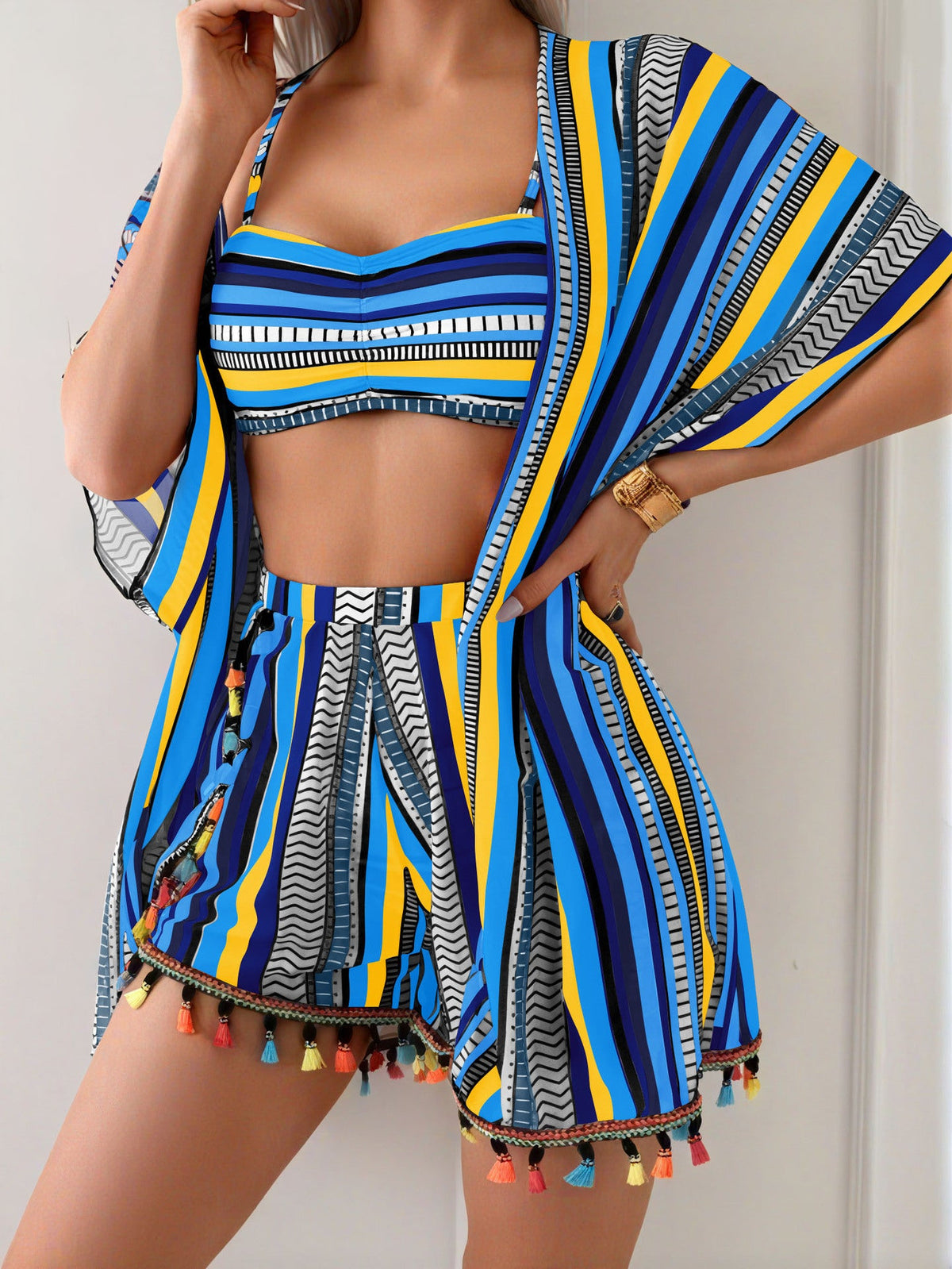 Isabella | Women’s Four-Piece Swim Set | Printed Bikini Cover Up Shirt Beachwear — image 27 — MAREACO