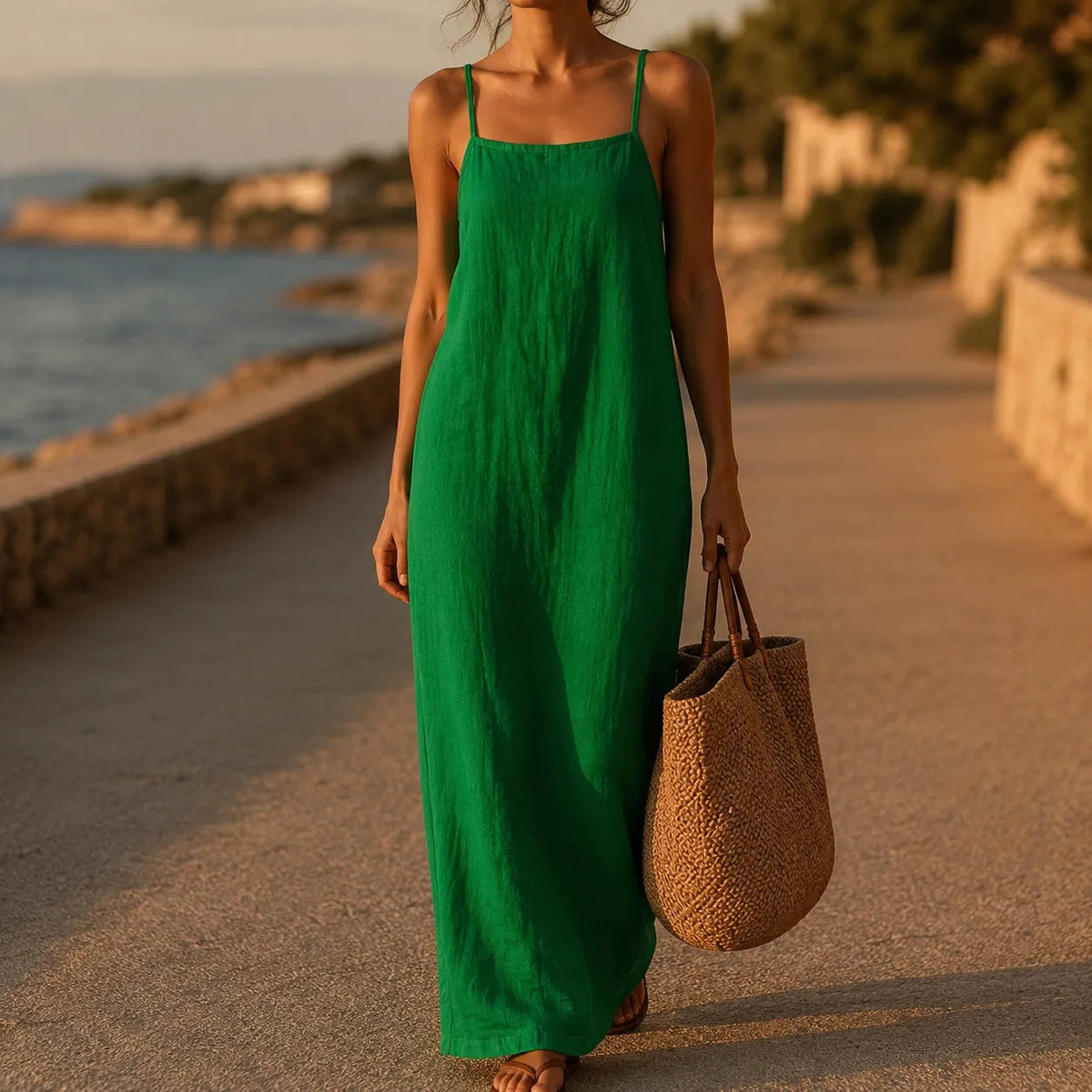 Isabella | Women’s Maxi Dress | Thin Straps Straight Cut Summer Wear — image 02 — MAREACO