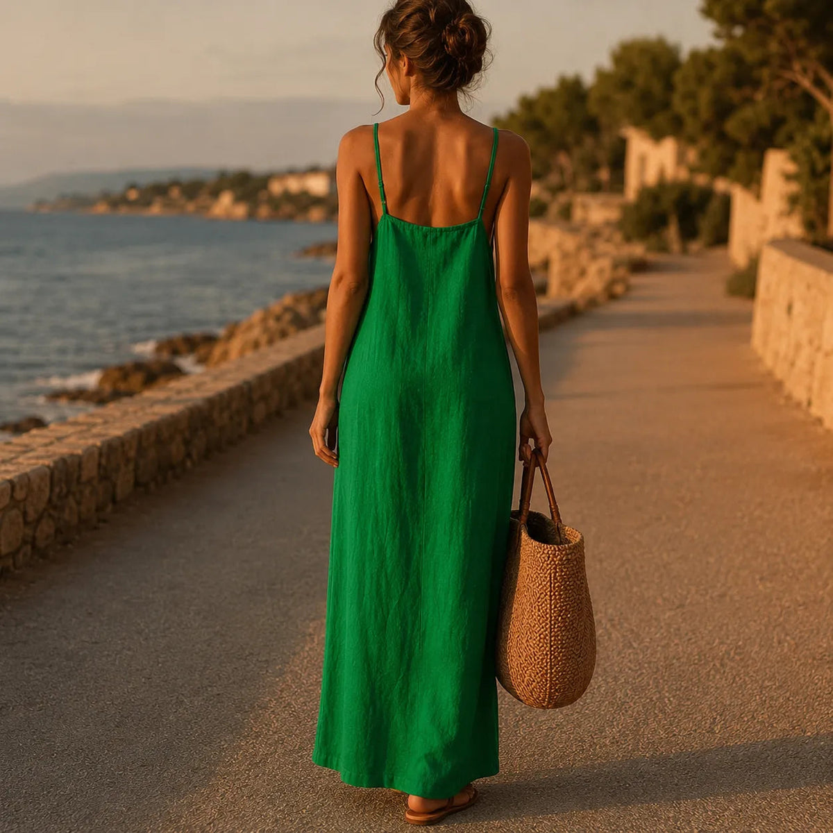 Isabella | Women’s Maxi Dress | Thin Straps Straight Cut Summer Wear — image 03 — MAREACO