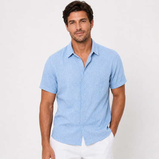Jack | Men’s Shirt | Short Sleeves Button Front Summer Wear — image 02 — MAREACO