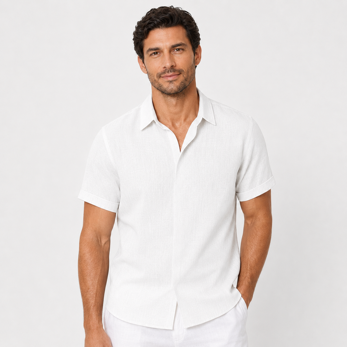 Jack | Men’s Shirt | Short Sleeves Button Front Summer Wear — image 04 — MAREACO