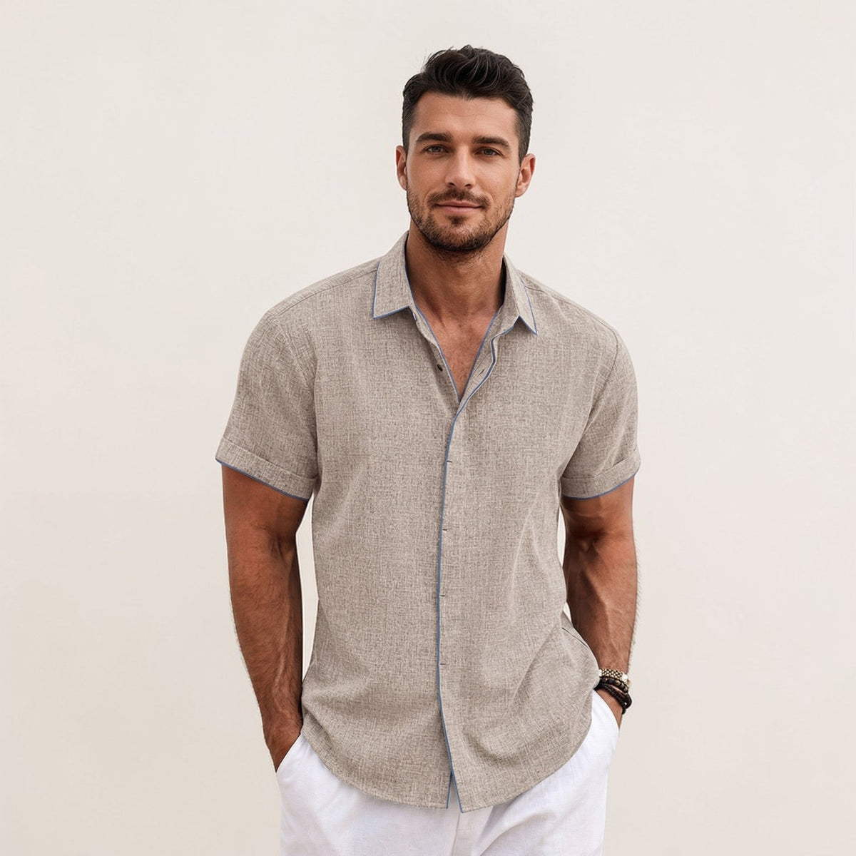 Jack | Men’s Shirt | Short Sleeves Button Front Summer Wear — image 07 — MAREACO