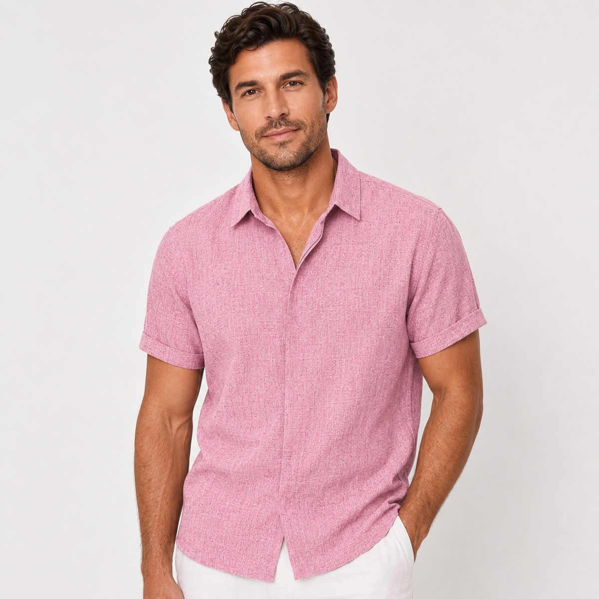 Jack | Men’s Shirt | Short Sleeves Button Front Summer Wear — image 08 — MAREACO