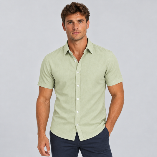 James | Men’s Shirt | Point Collar Short Sleeves Summer Wear — image 01 — MAREACO