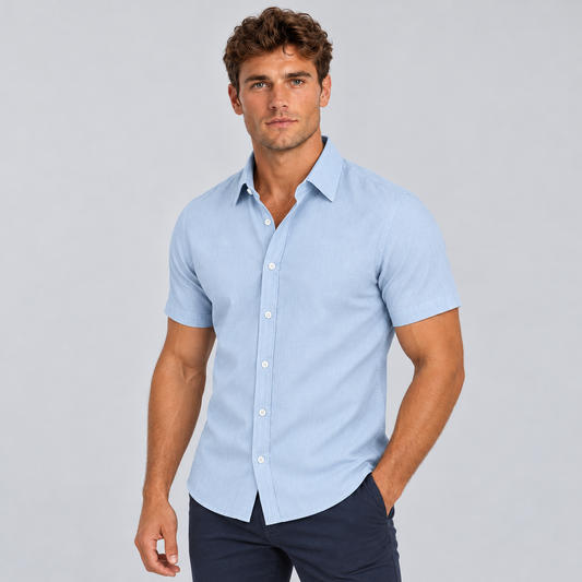 James | Men’s Shirt | Point Collar Short Sleeves Summer Wear — image 02 — MAREACO