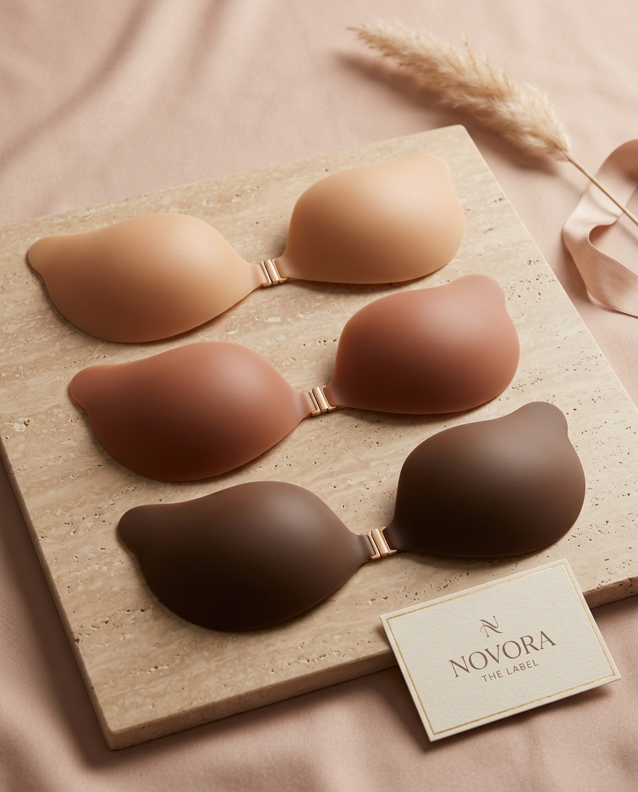 Sophie | Women’s Adhesive Bra Cups | Seamless Edges Front Clasp Occasion Wear — image 01