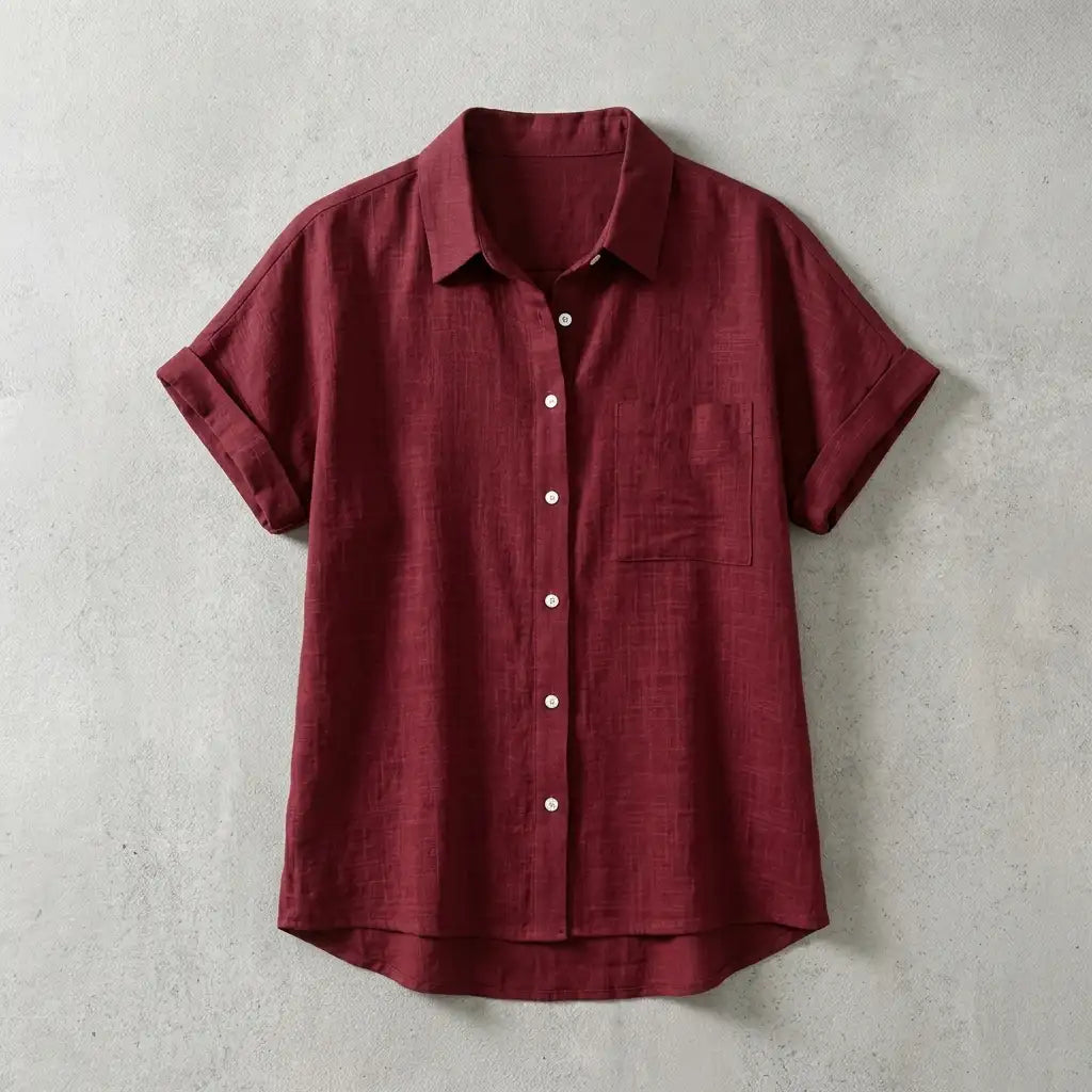 Mia | Men’s Shirt | Short Sleeves Button Front Summer Wear — image 01 — MAREACO