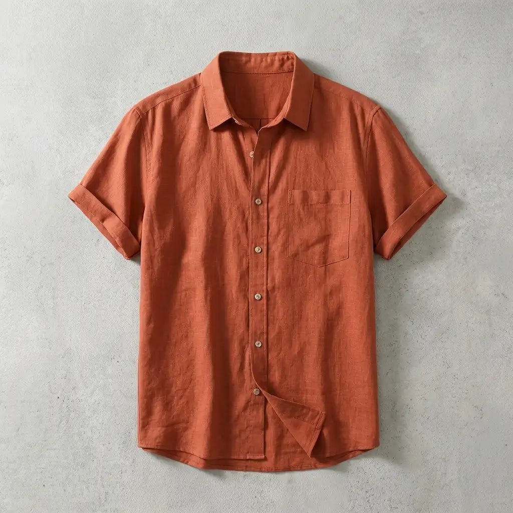 Mia | Men’s Shirt | Short Sleeves Button Front Summer Wear — image 02 — MAREACO