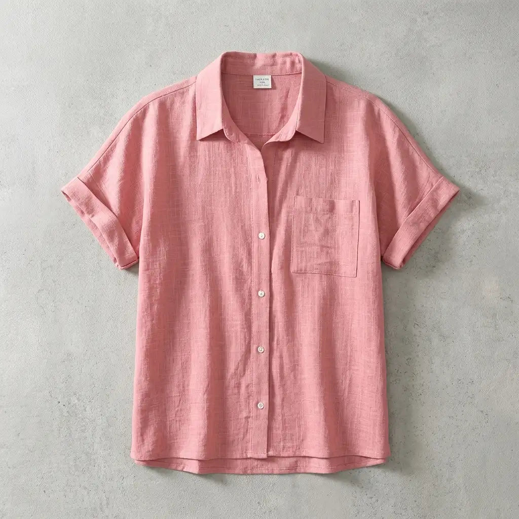 Mia | Men’s Shirt | Short Sleeves Button Front Summer Wear — image 04 — MAREACO