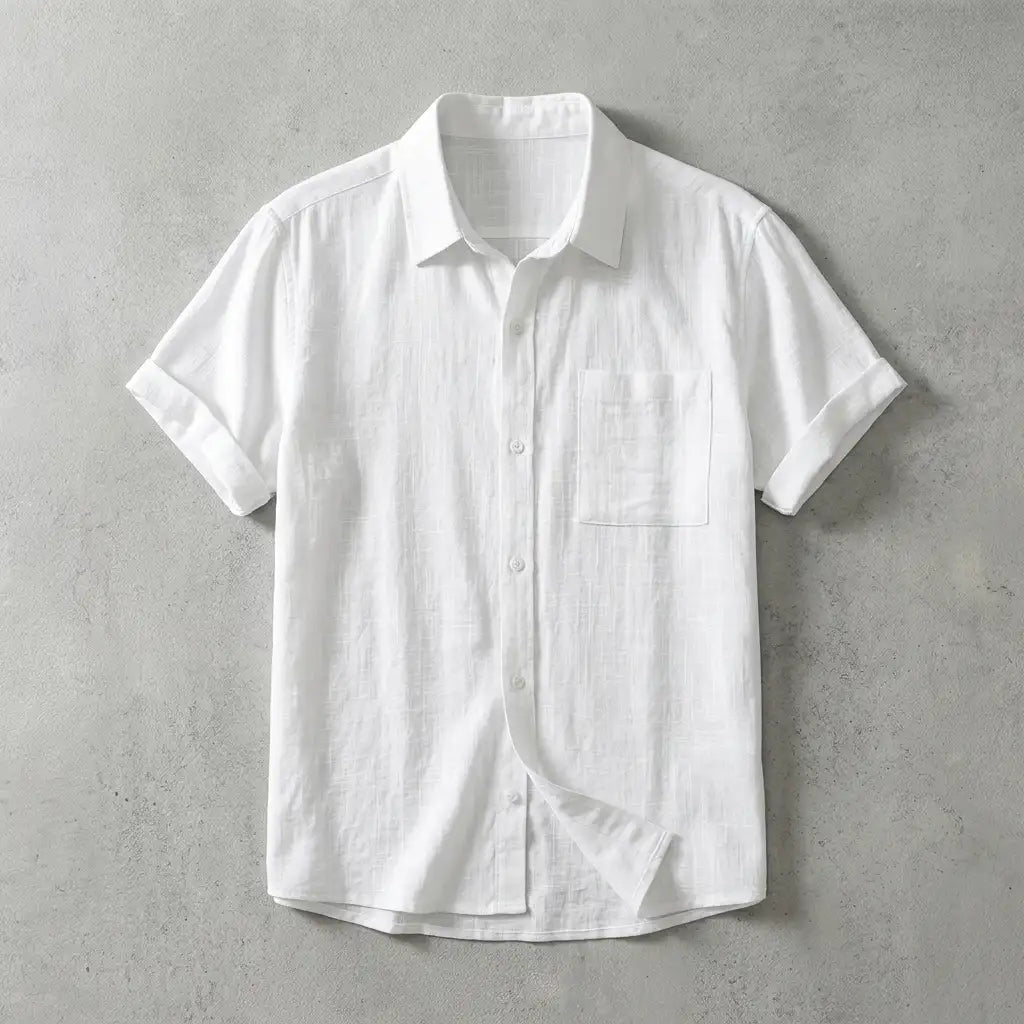 Mia | Men’s Shirt | Short Sleeves Button Front Summer Wear — image 06 — MAREACO