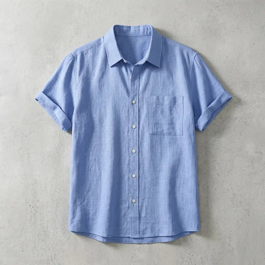 Mia | Men’s Shirt | Short Sleeves Button Front Summer Wear — image 07 — MAREACO