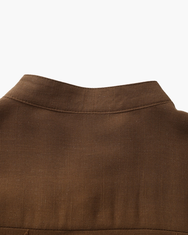 Oliver | Men’s Shirt | Mandarin Collar Button Front Summer Wear — image 07 — MAREACO