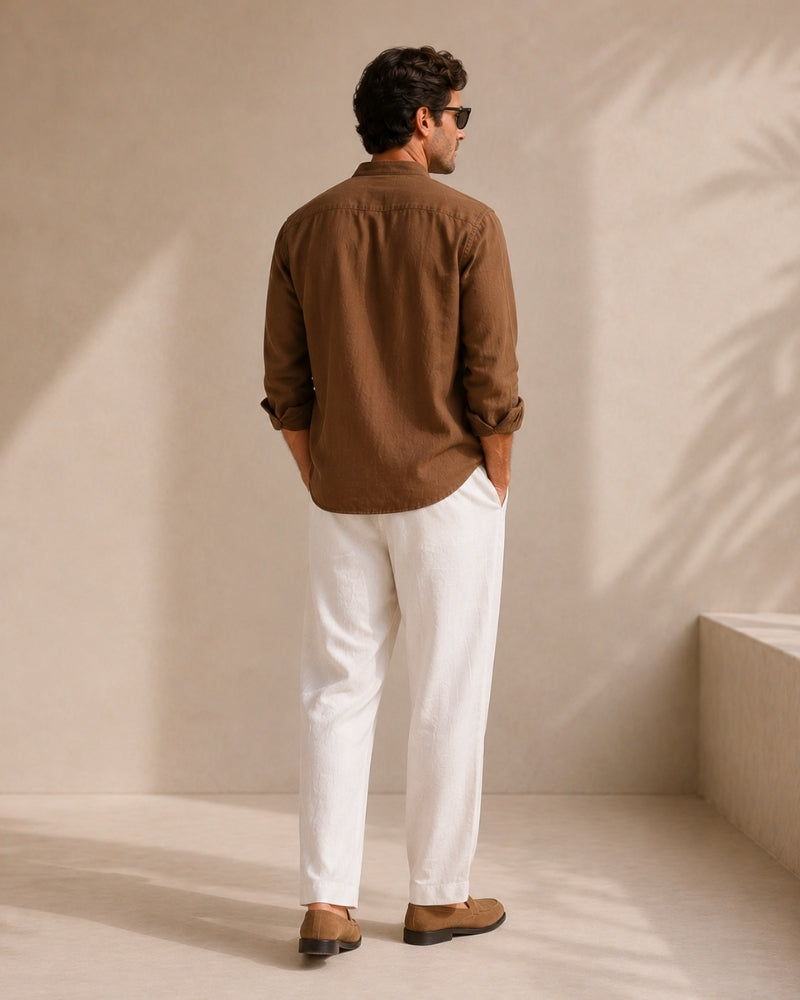 Oliver | Men’s Shirt | Mandarin Collar Button Front Summer Wear — image 11 — MAREACO