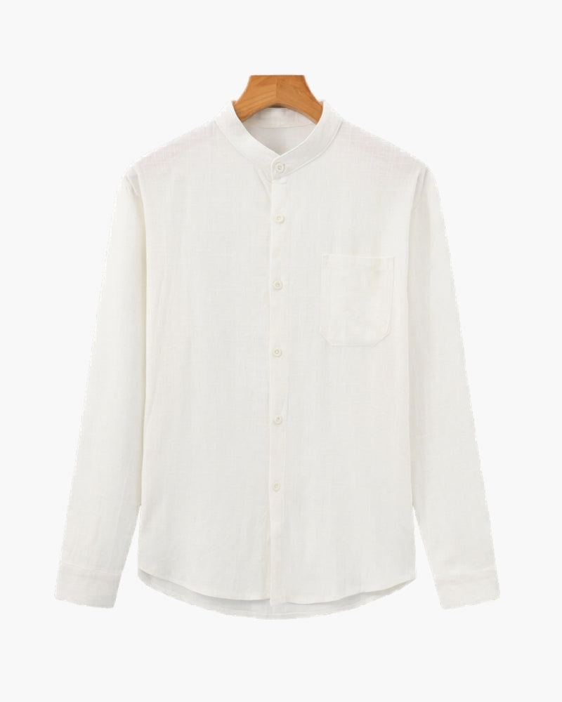 Oliver | Men’s Shirt | Mandarin Collar Button Front Summer Wear — image 12 — MAREACO