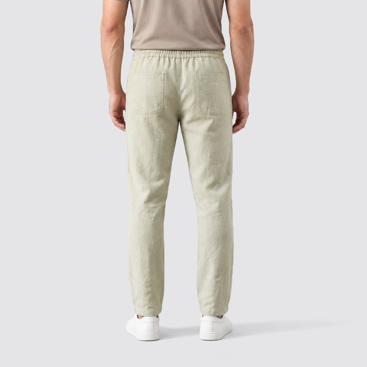 Oliver | Men’s Trousers | Straight Legs Gathered Waist Summer Wear — image 02 — MAREACO