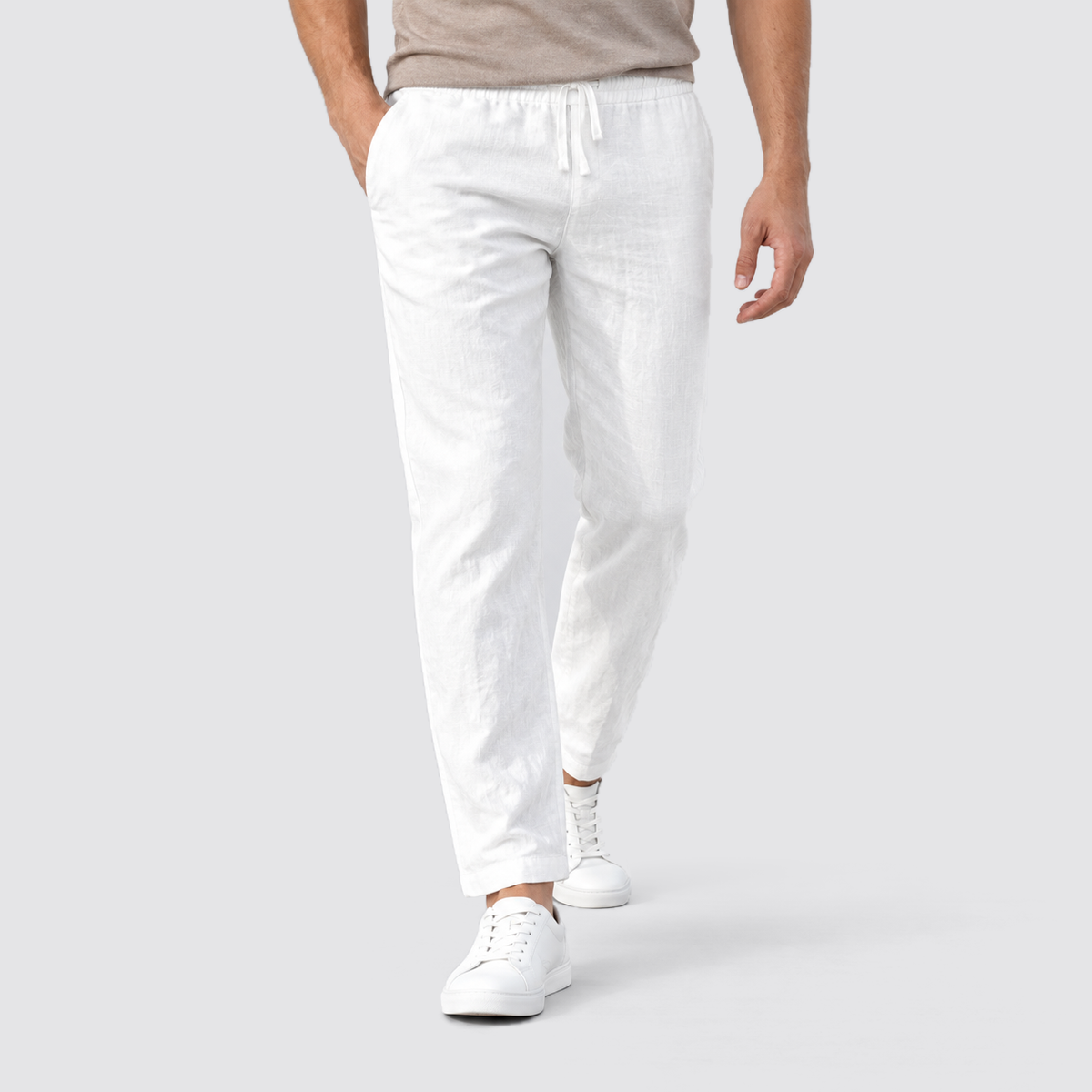 Oliver | Men’s Trousers | Straight Legs Gathered Waist Summer Wear — image 04 — MAREACO