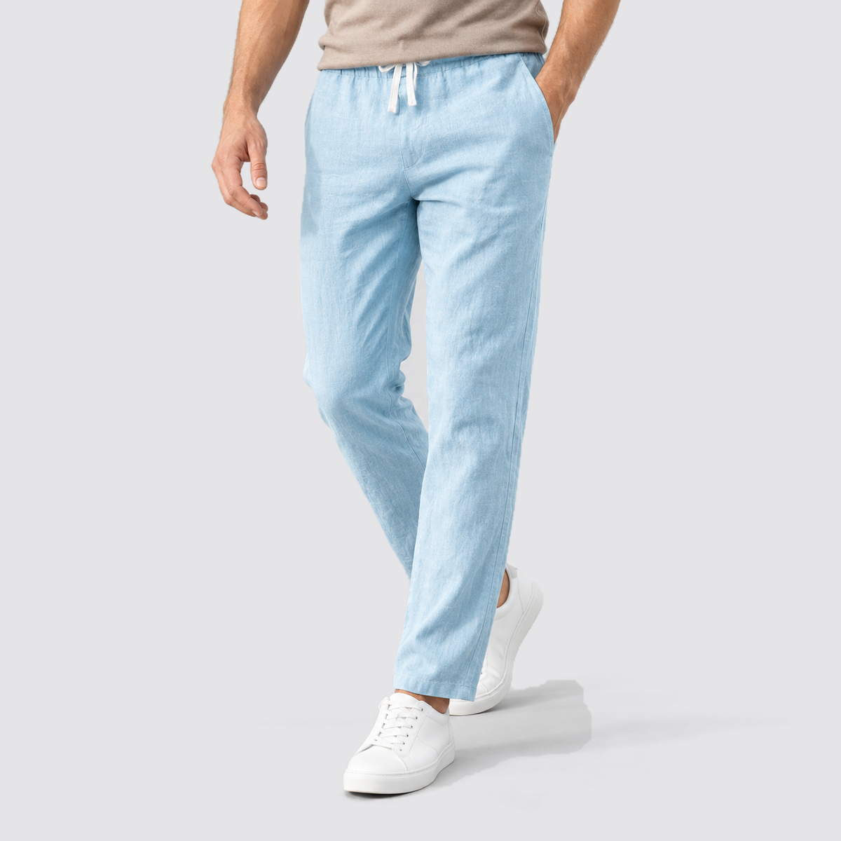 Oliver | Men’s Trousers | Straight Legs Gathered Waist Summer Wear — image 05 — MAREACO