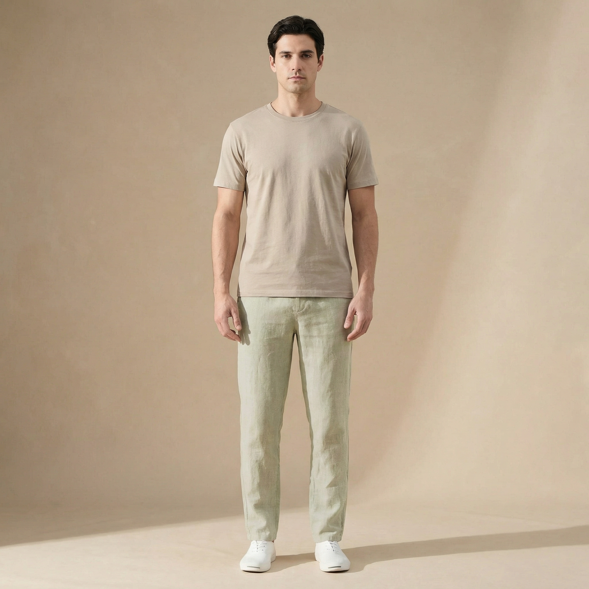 Oliver | Men’s Trousers | Straight Legs Gathered Waist Summer Wear — image 07 — MAREACO