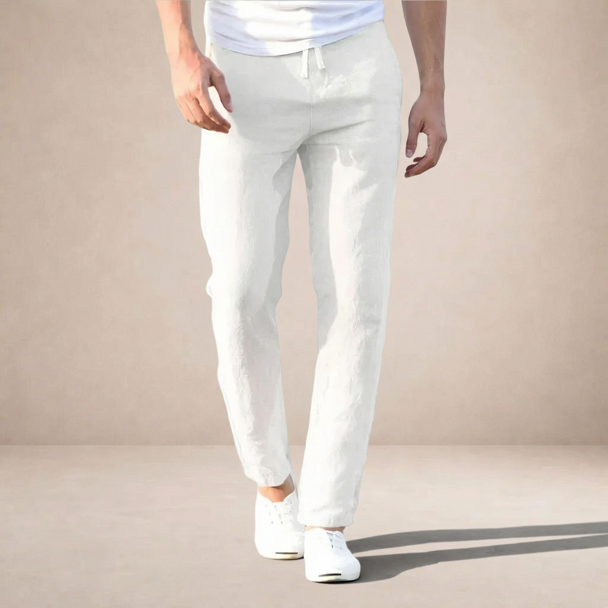 Oliver | Men’s Trousers | Straight Legs Gathered Waist Summer Wear — image 09 — MAREACO