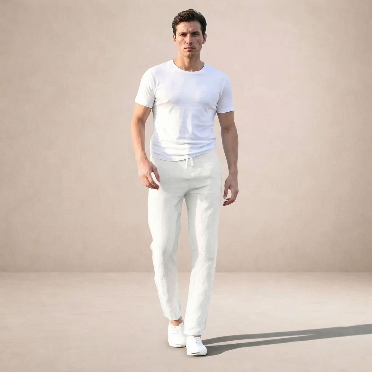 Oliver | Men’s Trousers | Straight Legs Gathered Waist Summer Wear — image 10 — MAREACO