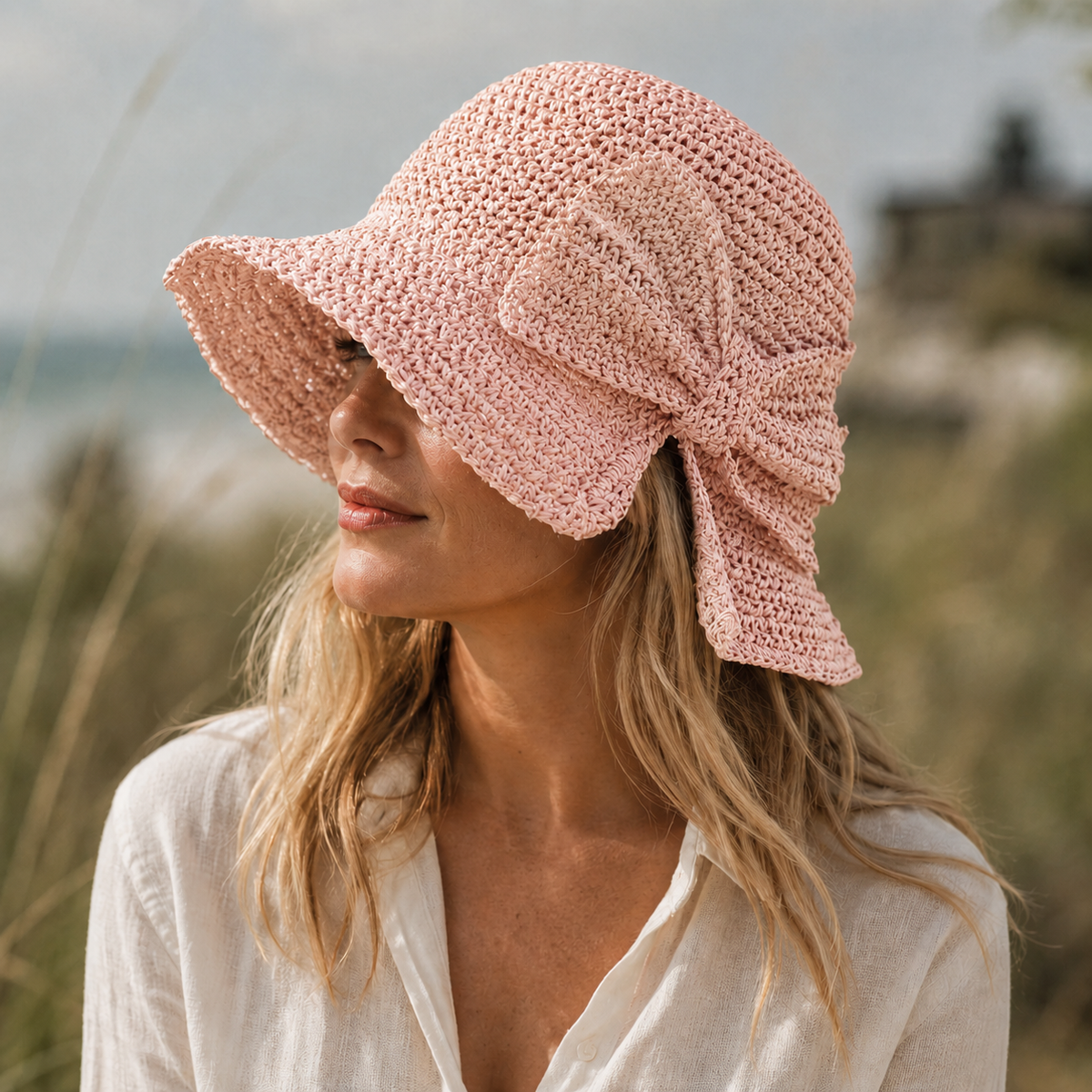 Olivia | Women’s Sun Hat | Wide Brim Bow Detail Summer Wear — image 03 — MAREACO