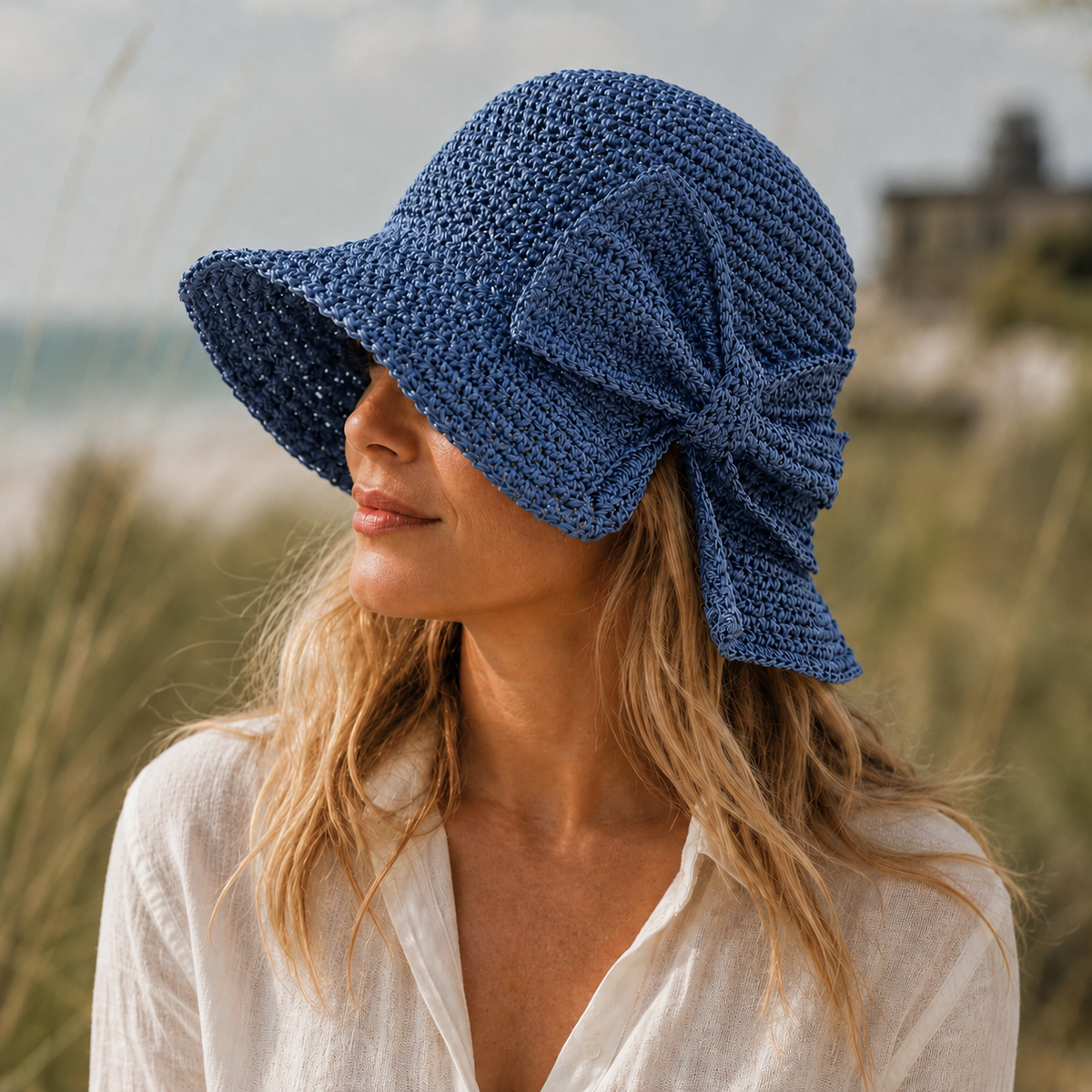 Olivia | Women’s Sun Hat | Wide Brim Bow Detail Summer Wear — image 04 — MAREACO