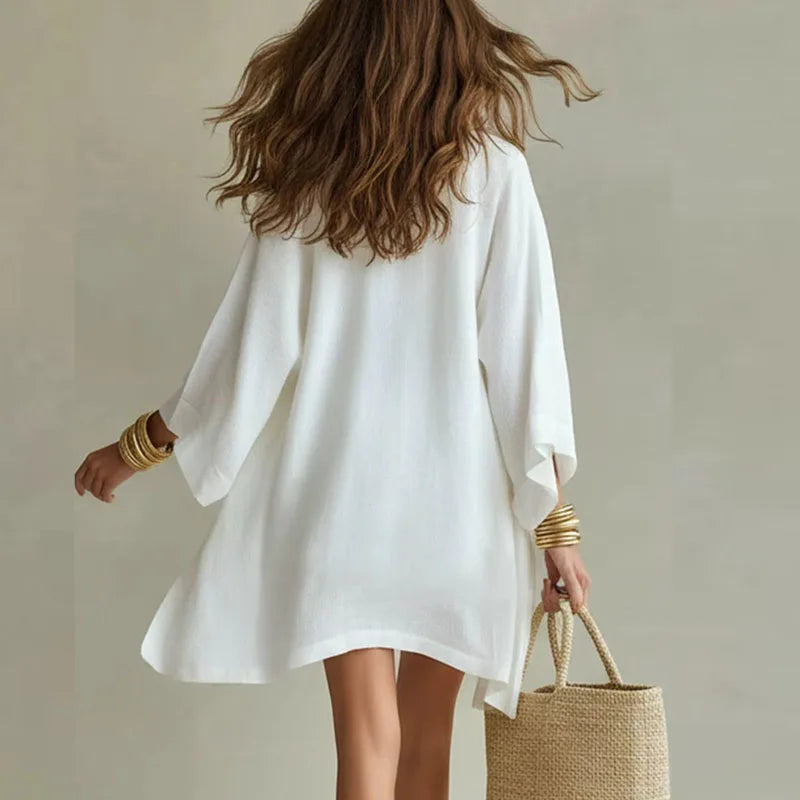 Olivia | Women’s Three-Piece Set | Open Front Layer Drawstring Shorts Holiday Wear — image 03 — MAREACO