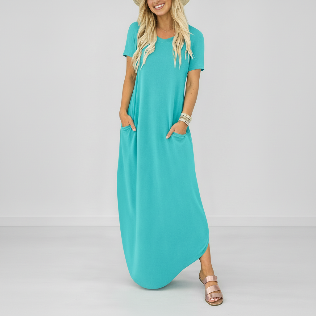 Phoebe | Women’s Maxi Dress | Round Neck Short Sleeves Everyday Wear — image 06 — MAREACO