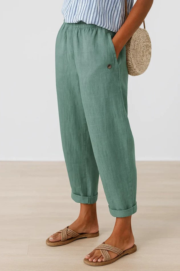 Phoebe | Women’s Trousers | Tapered Legs Cuffed Hems Everyday Wear — image 06 — MAREACO