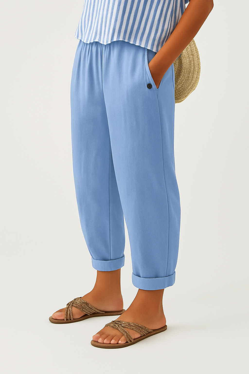 Phoebe | Women’s Trousers | Tapered Legs Cuffed Hems Everyday Wear — image 08 — MAREACO