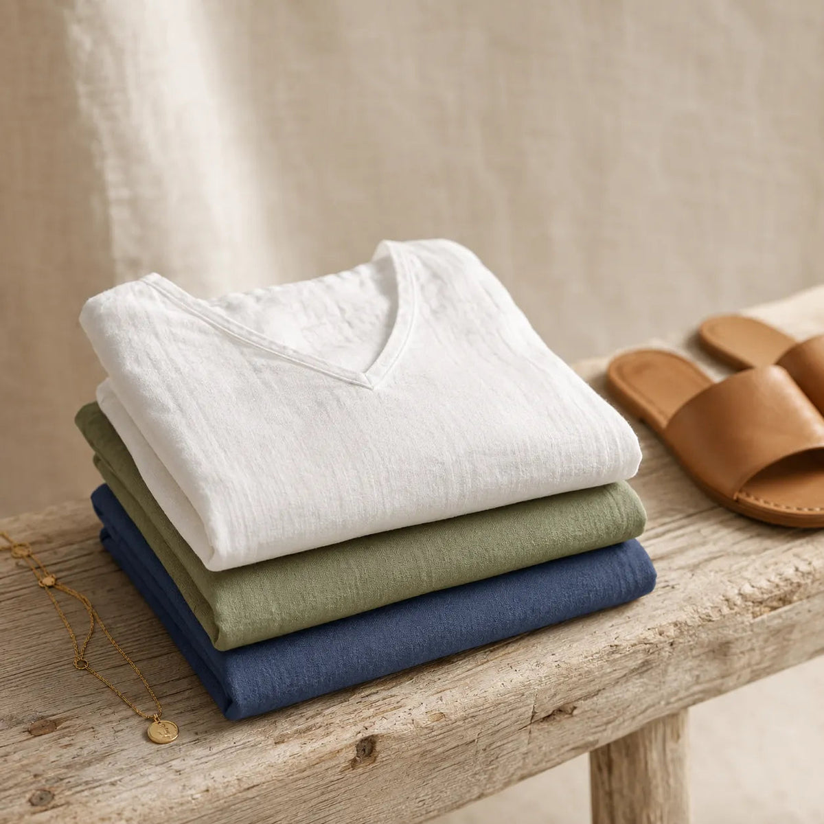 Poppy | Women’s Blouse | V Neck Three Quarter Sleeves Daywear — image 06 — MAREACO