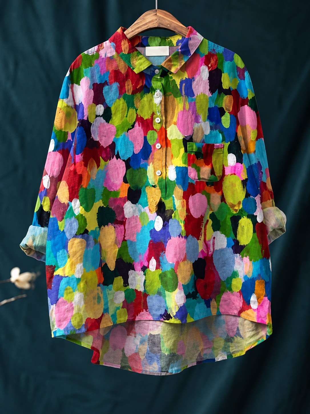 Rosie | Women’s Shirt | Floral Print Chest Pocket Everyday Wear — image 06 — MAREACO