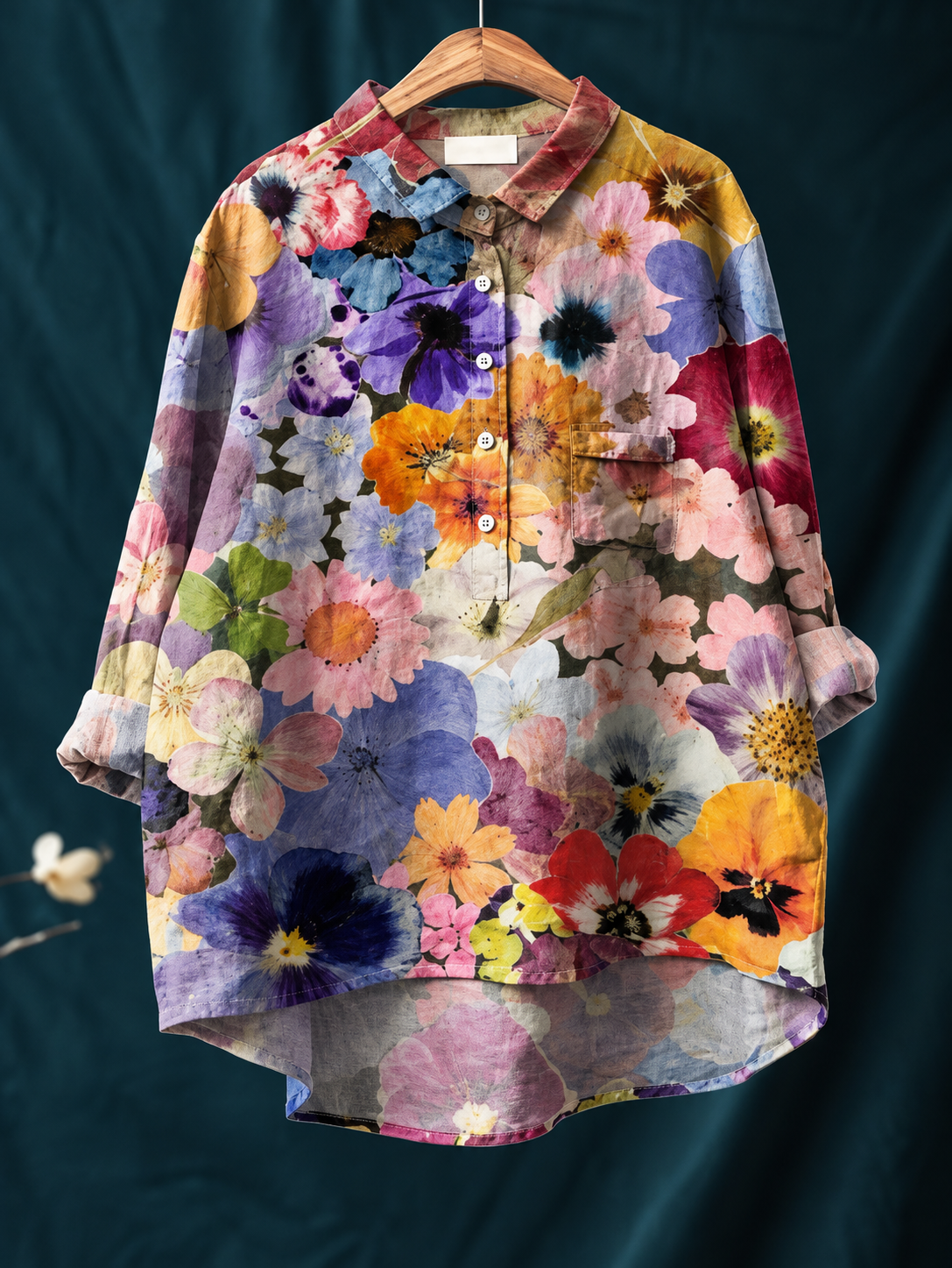 Rosie | Women’s Shirt | Floral Print Chest Pocket Everyday Wear — image 07 — MAREACO