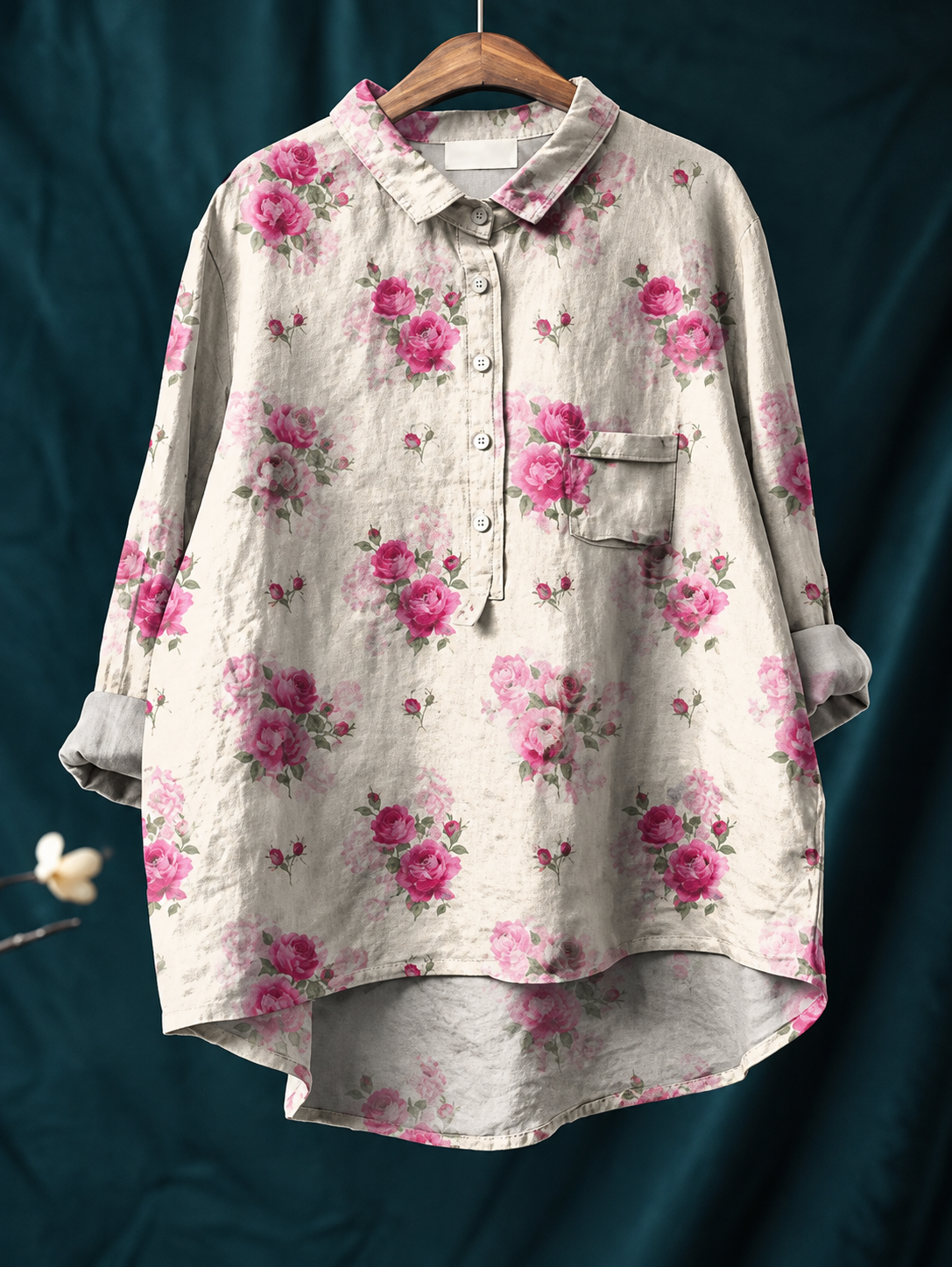 Rosie | Women’s Shirt | Floral Print Chest Pocket Everyday Wear — image 10 — MAREACO