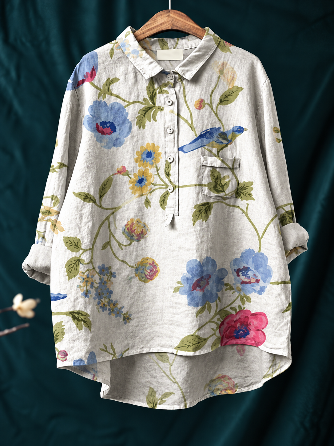 Rosie | Women’s Shirt | Floral Print Chest Pocket Everyday Wear — image 14 — MAREACO