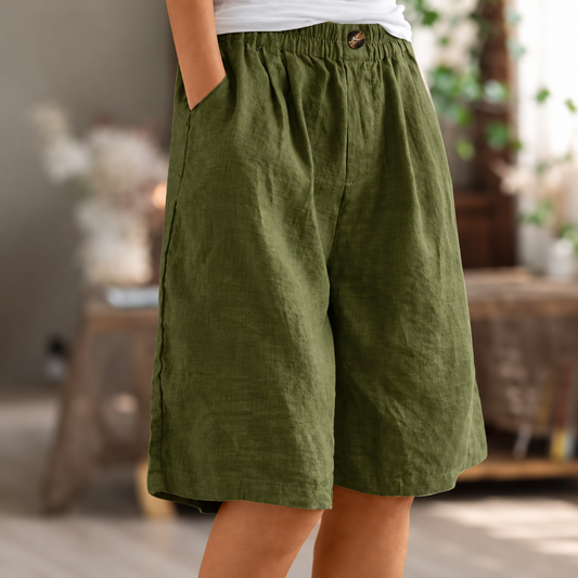 Rosie | Women’s Shorts | Gathered Waist Side Pockets Summer Wear — image 01 — MAREACO