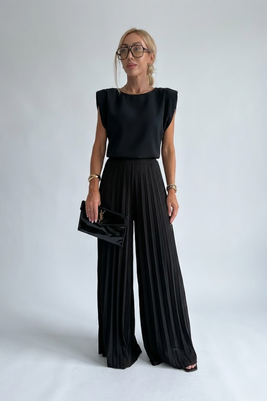 Rosie | Women’s Two-Piece Set | Sleeveless Top Wide Legs Daywear — image 01 — MAREACO