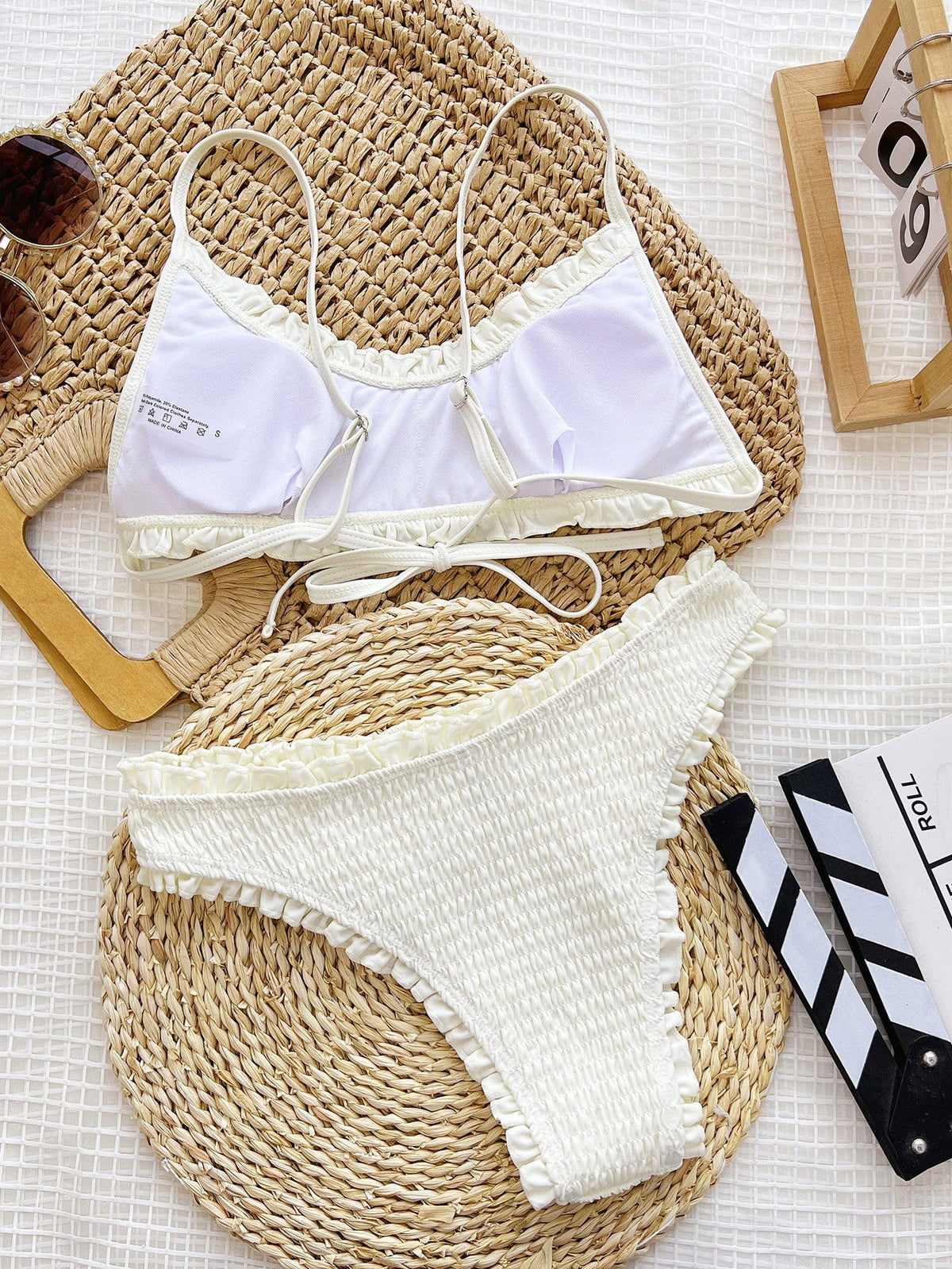 Ruby | Women’s Bikini Set | Gathered Panels Ruffled Edges Swimwear — image 03 — MAREACO