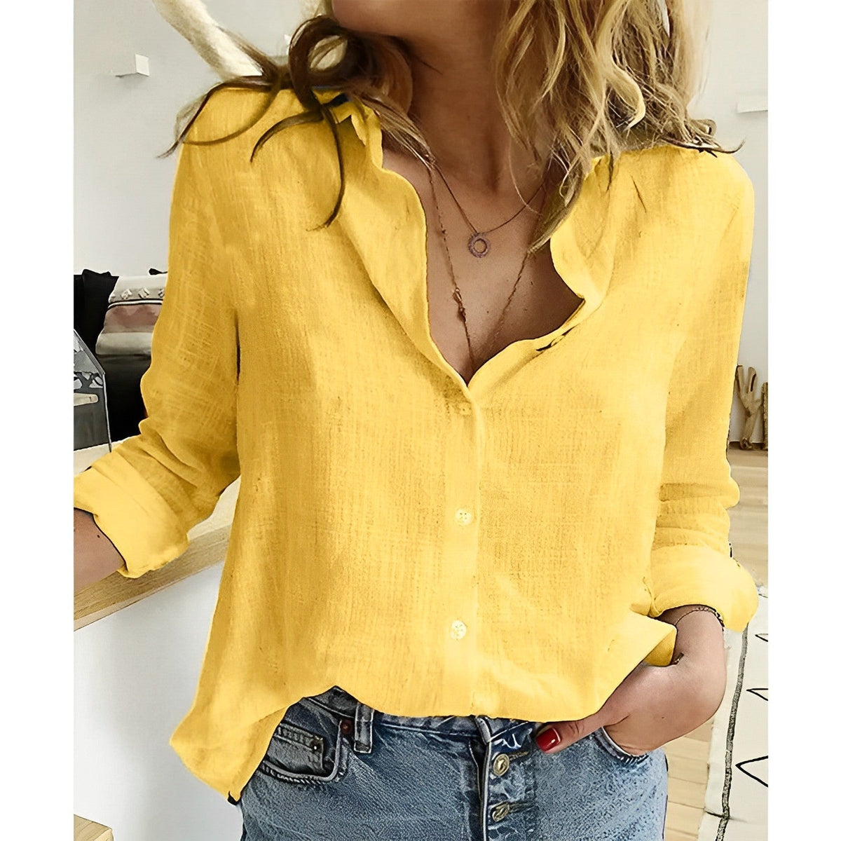 Ruby | Women’s Shirt | Button Front Long Sleeves Everyday Wear — image 06 — MAREACO