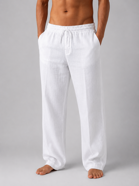 Samuel | Men’s Trousers | Drawstring Waist Full Length Summer Wear — image 01 — MAREACO